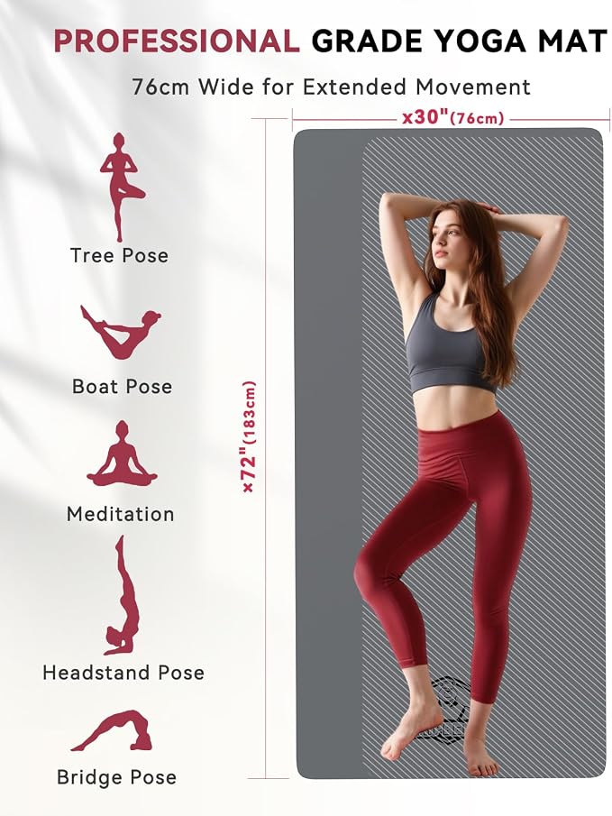 HAPBEAR Home Fitness Set: 15"x12" Non-Slip Stability Balance Pad + 72"x30" Dual Color PVC Anti-Slip Yoga Mat (w/Bonus Mesh Bag)