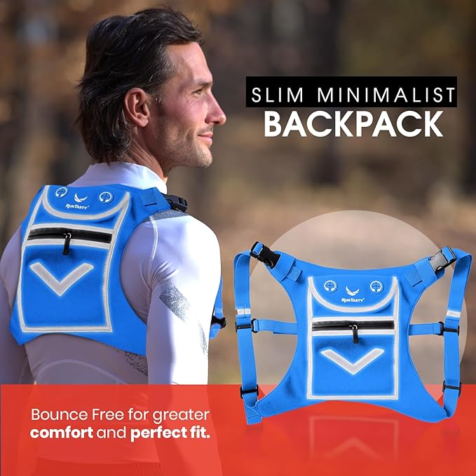 Running Mini Backpack Vest for Men & Women - Hi-viz gear, Holds Valuables, any Phone - Ideal for Fitness, Walking, Cycling!
