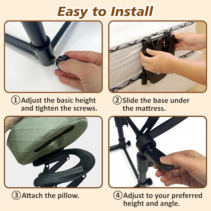 Massage Headrest for Bed with 2 Pack of Covers, Home Mattress Top Massage Kit, Adjustable Face Cradle for Professional and Home Use, Portable Face Down Head Holder Fits All Mattresses