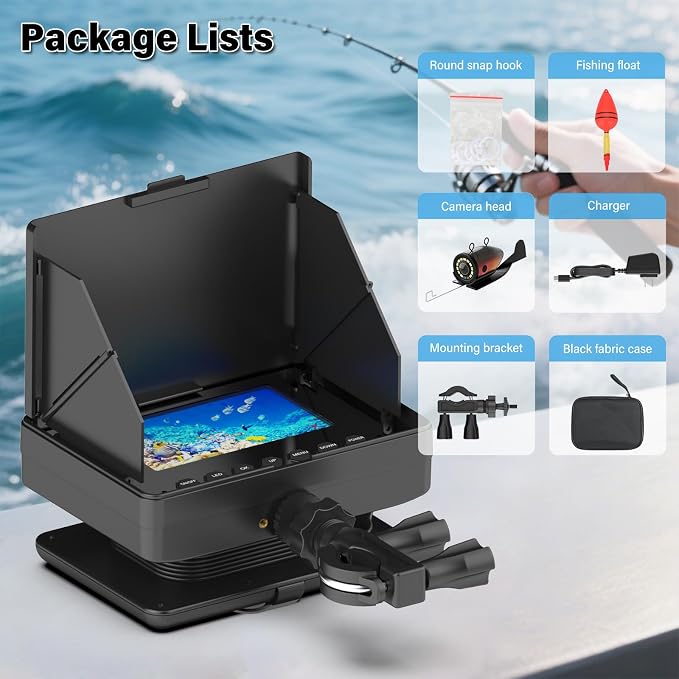 4.3" Underwater Fishing Camera, 1200 TVL Protable Fishing Camera with 8500mAh Battery, Infrared Lights, 165° Wide Angle, 50 FT Cable for Ice Lake Boat Kayak Fishing