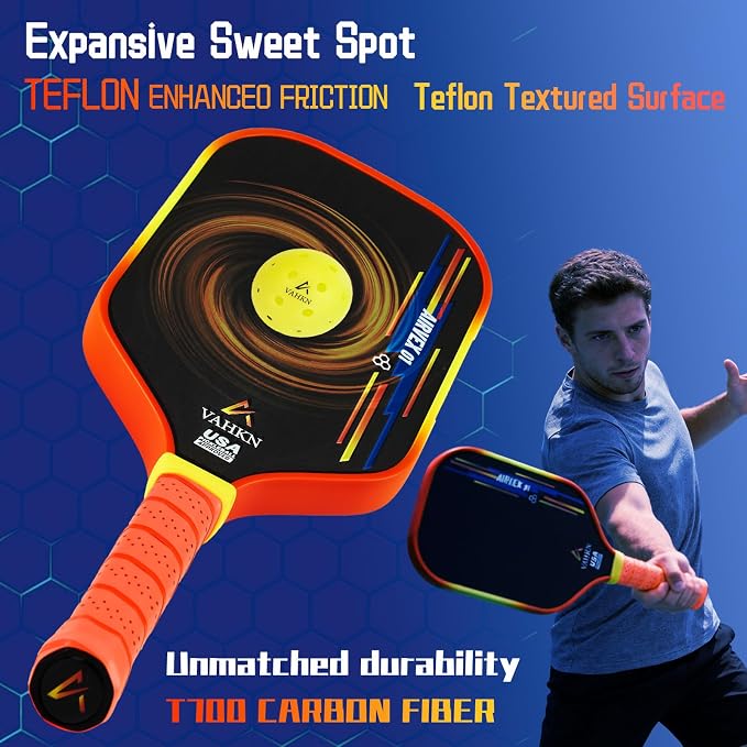 Pickleball Paddles |16MM Carbon Fiber Pickleball Paddle | High-Spin Textured Surface & Vibrant Gradient Edge | USAPA Approved Racket for Ultimate Power,Control & Precision