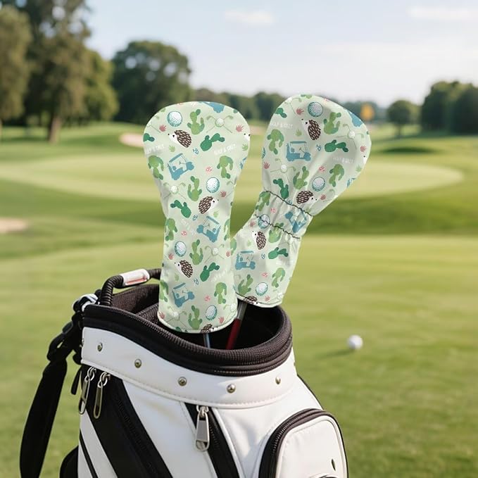 Rnyleeg Golf Club Head Covers for Women Driver Head Cover Leather Fairway Wood Headcover Hybrid Headcovers for Golf Clubs