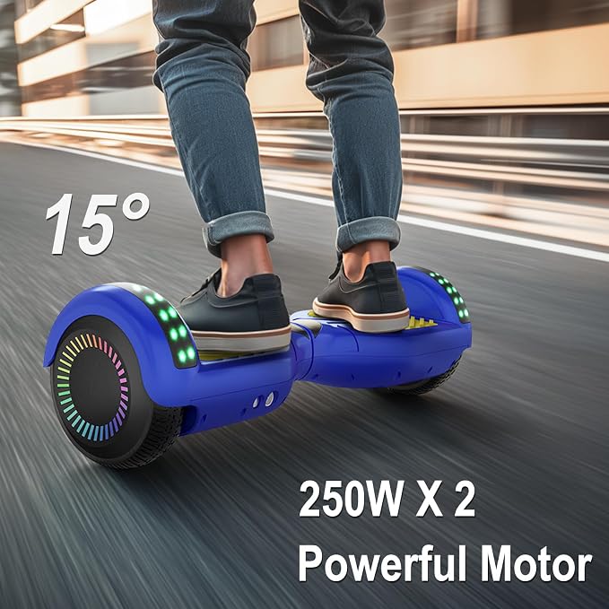 Kids Scooter with Bluetooth Speaker & Corlorful LED Lights, Dual 250W Motor 7.5 Mph Speed, Gifts for All Ages