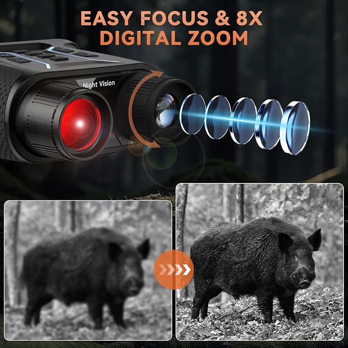 Night Vision Goggles, 4K Color Night Vision Binoculars for Adults with 4.5" HD Display, 8X Digital Zoom & 7-Level Infrared, 4500mAh Rechargeable Battery, 1300ft Range, 32GB TF Card for Camping Hunting