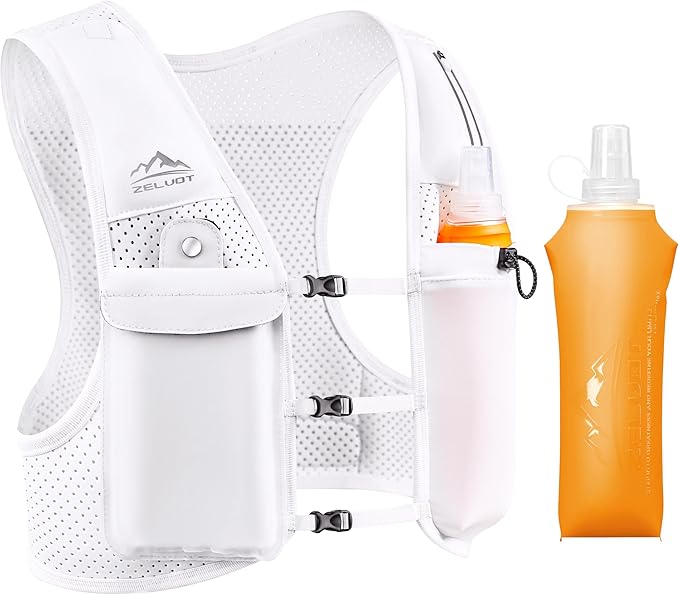 Zelvot Running Vest for Women Men, Adjustable Running Phone Holder Vest, USA Original Patent, Running Hydration Vest with 500ml Soft Flask, Reflective Running Backpack for Hiking Cycling