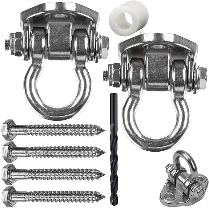 2 Heavy Duty Swing Hangers Stainless Steel 304 Anti-Rust, 2000 lb Capacity 180° Swing, Playground Porch Yoga Seat Trapeze Wooden Sets Indoor Outdoor