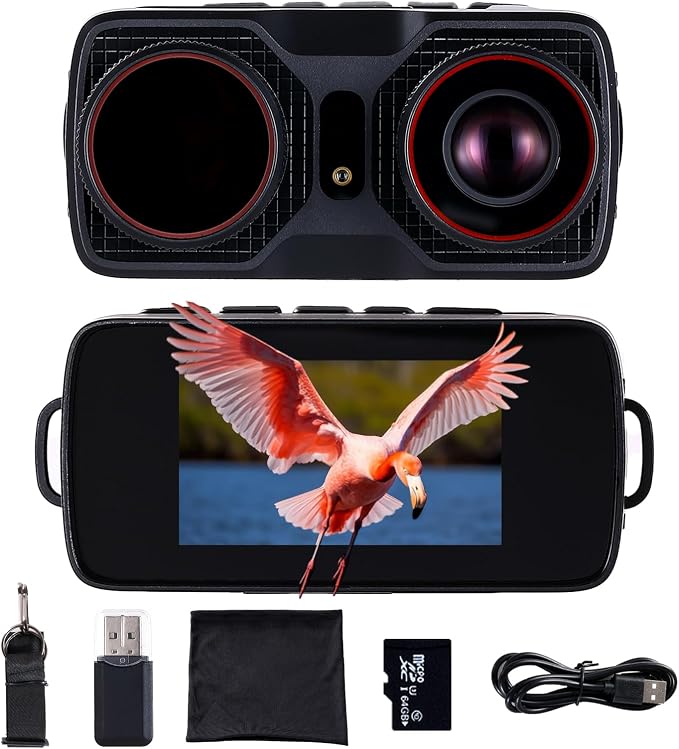 4K Night Vision Goggles,Night Vision Binoculars for Adults,3.2'' IPS Screen,Infrared Camera, 10X Digital Zoom,4000mAh Battery Binoculars with 64GB TF Card,WiFi,Hunting & Camping Gear-N002