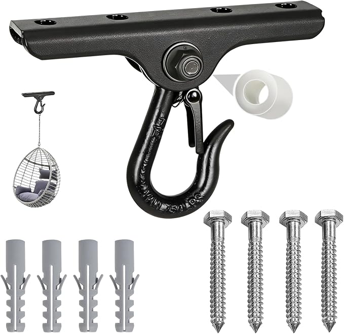 Heavy Punching Bag Hanger | Wall/Ceiling Mount Hook with 180° / 360° Rotation | Wood Beam Holder for Boxing, Weight Training, Aerial Yoga Swing & Hammock