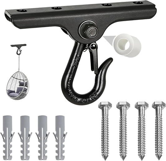 Heavy Punching Bag Hanger | Wall/Ceiling Mount Hook with 180° / 360° Rotation | Wood Beam Holder for Boxing, Weight Training, Aerial Yoga Swing & Hammock