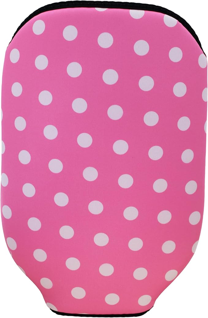 BeeJos Women's Polka Dot Collections: Premium Slip-On Pickleball Paddle Cover-Fits Standard Size Paddles-Zipperless (Paddle not Included) 6 Color Variations