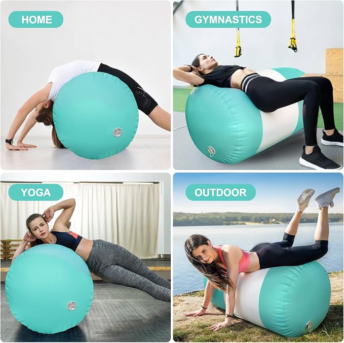 AWSUM Gymnastics Air Barrel, 47.3" x 31.5" Inflatable Tumbling Barrel Backhandspring Training Barrel Air Roller for Back-bend Handstand Cheerleading Yoga Home Gym(No Pump)