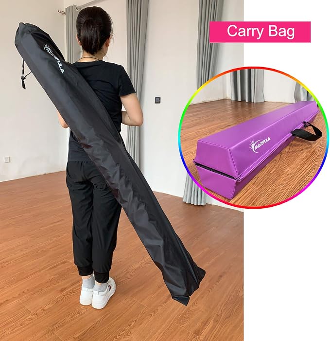 MARFULA Balance Beam - Folding Floor Gymnastics Equipment for Kids, Non Slip Base - 6 FT to 10 FT for Home Gym Use