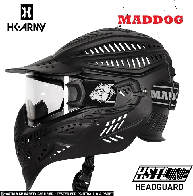 Maddog HK Army HSTL Paintball Airsoft Mask Goggle System | Replaceable Thermal Dual-Pane Anti Fog Lens | Adjustable Full-Face Safety Certified Protection