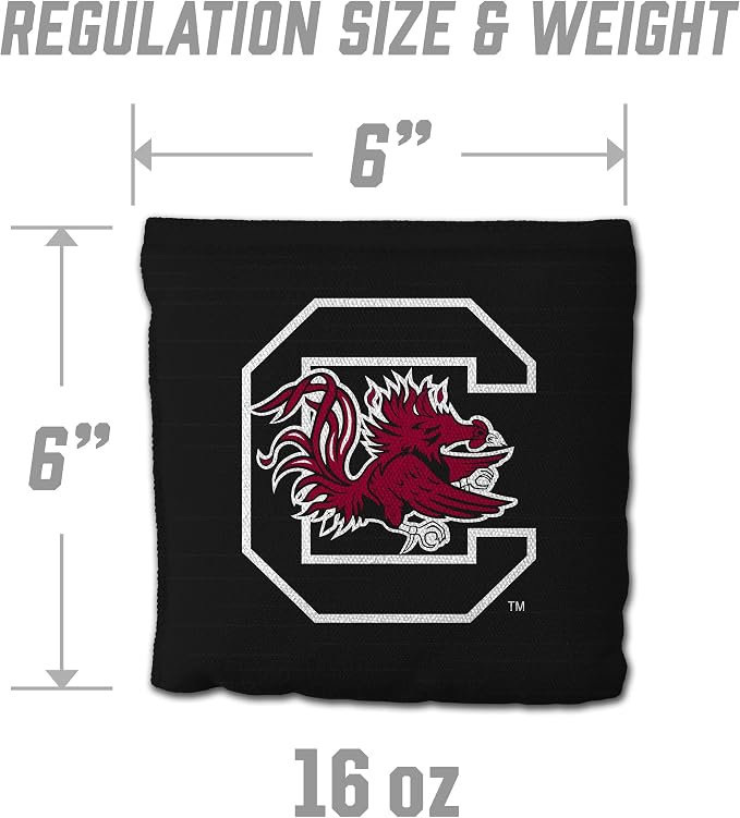 YouTheFan Officially-Licensed NCAA Set of 8 Cornhole Bags - All Weather Dual Sided Slide & Stop - Regulation Size with Carry case