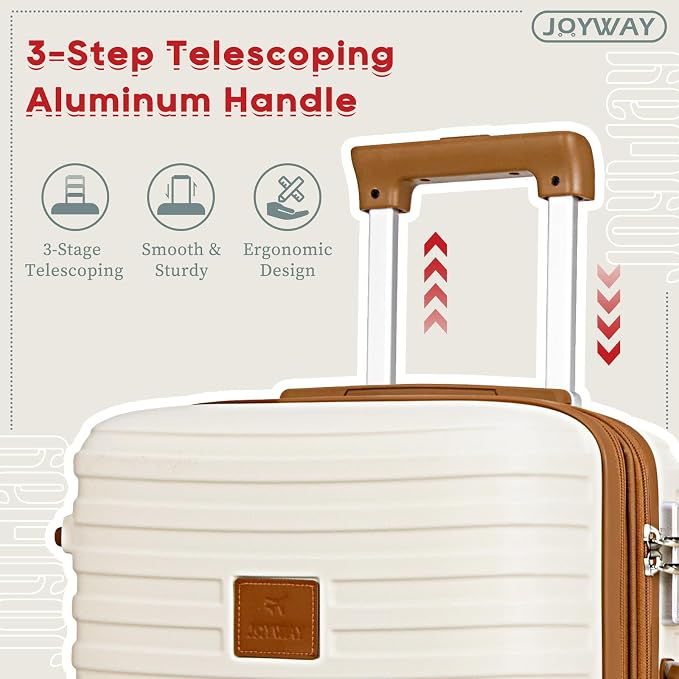 Joyway Expandable Luggage Sets 5 Piece, Lightweight Hard Shell Travel Suitcase Set with Spinner Wheels and TSA Lock, White