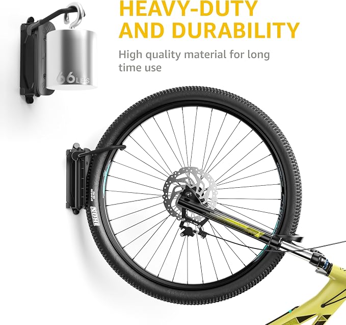 monTEK Swivel Bike Wall Mount, Bike Hangers for Garage, Wall Mount Bike Rack, 66 lbs, Black & Enhanced Bike Storage Rack, Adjustable 4-Bike and 2-Helmet Hangers for Indoor Bike Storage, 265 lbs