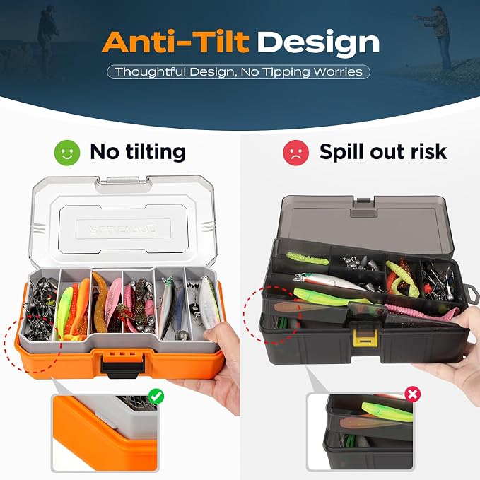 PLUSINNO Fishing Lures Tackle Box Gear Kit with Tackle Included, 373 PCS | Waterproof, Compact & Customizable, for Bass Trout, Freshwater Topwater, 16 Rigs, Fishing Gifts for Men Starter