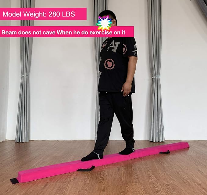 MARFULA 6 FT / 8 FT / 9 FT Folding Gymnastics Beam Foam Balance Floor Beam - Extra Firm - Suede Cover - Anti Slip Bottom with Carry Bag for Kids/Adults Home Use