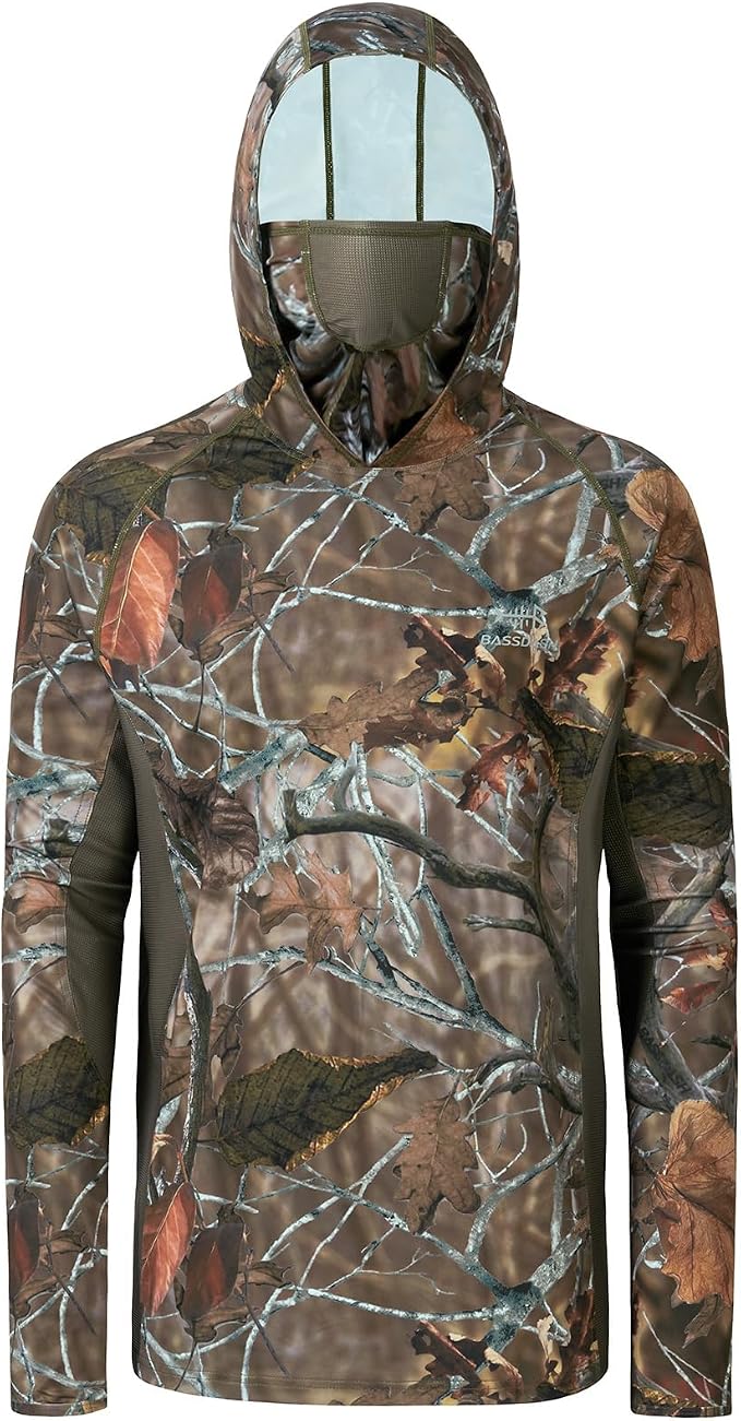BASSDASH Men's UPF 50+ Camo Long Sleeve Hunting Fishing Hoodie Shirt