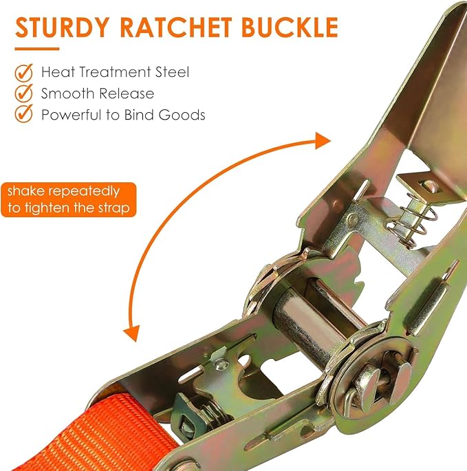 TLGREEN 10 Pcs 1" x 20' Ratchet Staps, Luggage Tie Down Strap, No Hook, Ratchet Strap Heavy Duty,1760 Break Strength Endless Ratchet Straps, Tie-Down Straps for Motorcycles, Trailer, Kayak, Orange