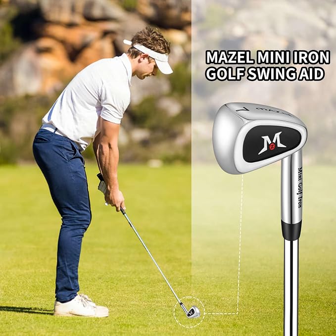 MAZEL Mini Driver/Iron Golf Clubs Swing Trainer Aid to Improve Your Hitting Accuracy & Speed