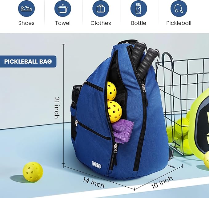 Sucipi Pickleball Bag - Men's & Women's Pickleball Backpack, Adjustable Sling Bag w/Fence Hook/Large Capacity/Safety Pocket