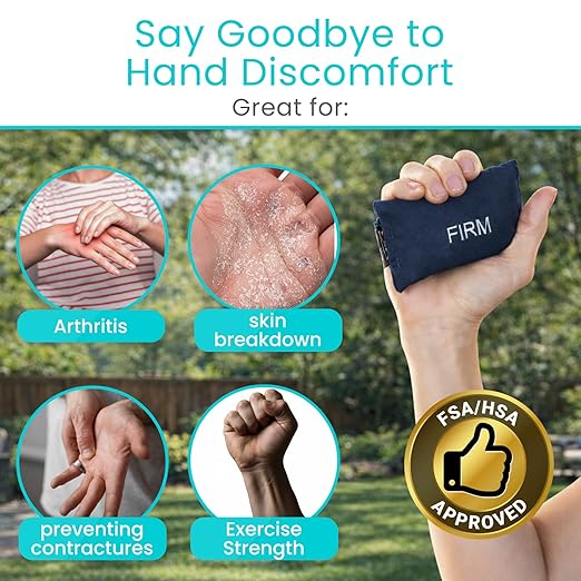 Vive Palm Grip Protector (3 Pack) - Hand and Finger Contracture Cushions - for Arthritis, Skin Breakdown, Exercise Strength - Comfortable Elastic Band Sized for Men and Women - Stroke Patient Rehab