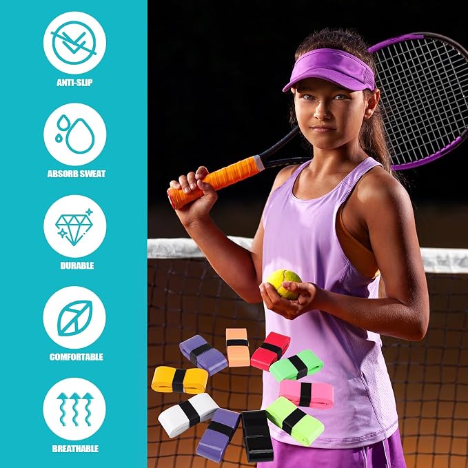 Pangda 100 Pieces Tennis Badminton Racket Overgrips Bulk Tennis Racket Grip Tape for Anti-Slip and Absorbent Grip