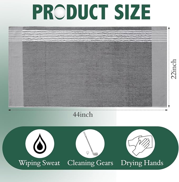 Buryeah Golf Towel 22 x 44 Inch Cotton Golf Caddy Towel Camping Large for Caddies Golfers Tour Players Club with Stripe