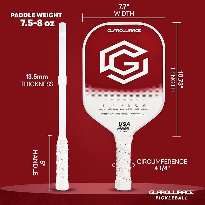 Pickleball Paddles Set of 2 | 4 Pickleball Rackets, USAPA Approved Pickleball Set, Fiberglass | Carbon Fiber Surface & 13 mm PP Honeycomb Core,4 Indoor & Outdoor Pickle Balls