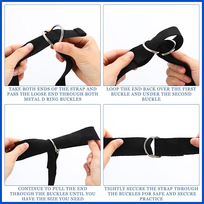 Leyndo Yoga Strap Stretching Pilates Exercise Adjustable Straps 6 ft Non Elastic Yoga Belt with Adjustable D Ring Buckle for Pilates Gym Workouts Fitness