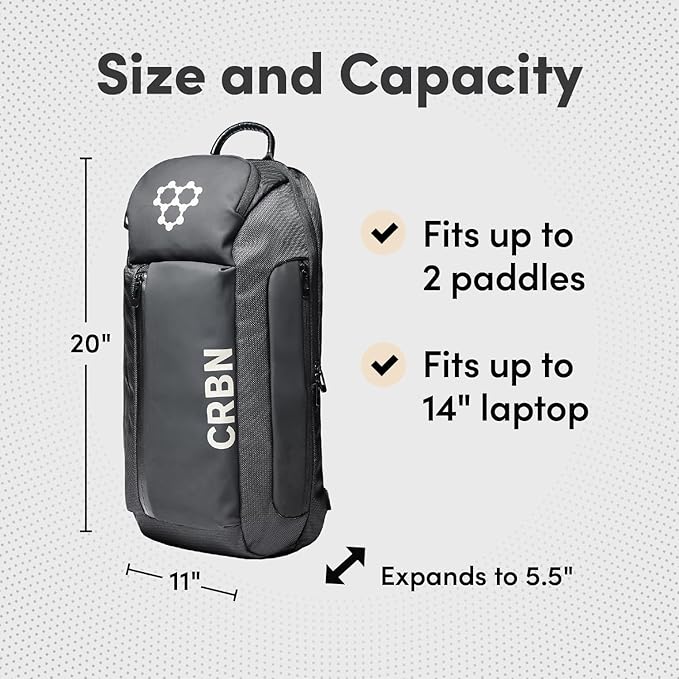 CRBN Pickleball Sling Bag - Pro Team Pickleball Bag - Water-Resistant Pickleball Paddle Bag Holds 3 Paddles, Balls & More