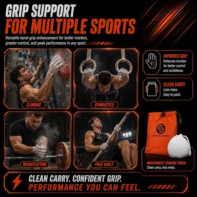 Chalk Ball | Refillable Chalk Sock for Climbing, Gymnastics & Gym Workouts | Storage Pouch Included