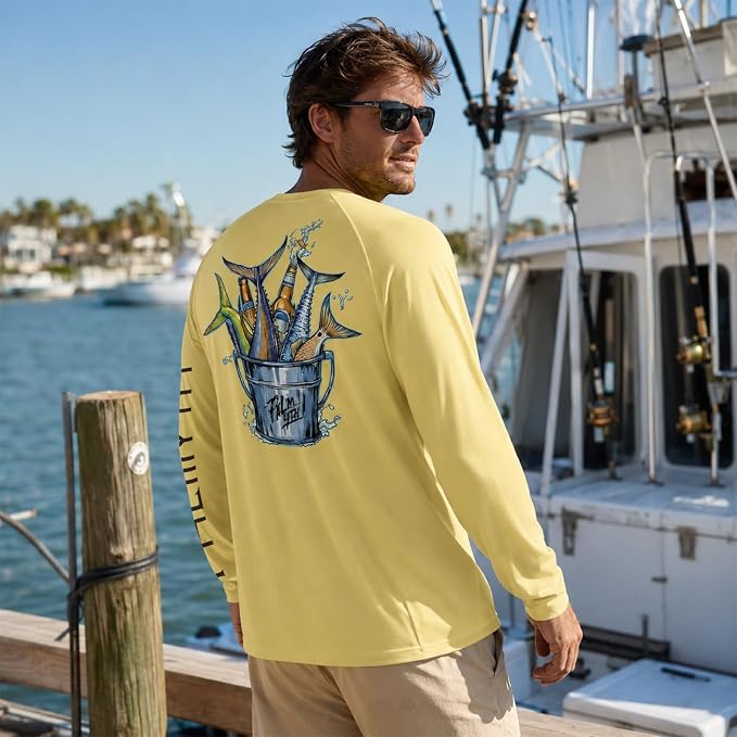 Palmyth Fishing Shirts for Men Long Sleeve UPF 50+ T Shirt Sun Protection | Quick Dry, Sun Protection, Myth-Cool Fabric, Fish Print, Moisture Wicking, Stretchy, Breathable, Fishing,Boating,Outdoor Wear