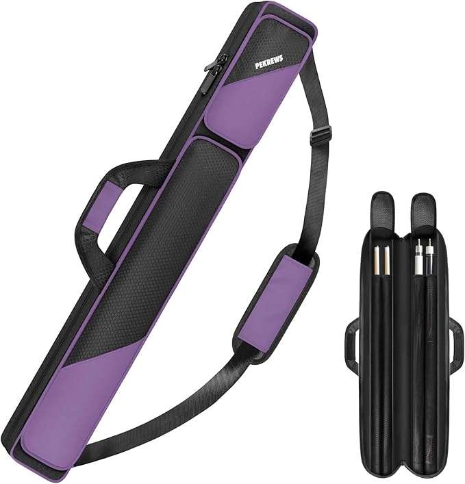 PEKREWS 2x2 Soft Cue Bag Purple & 1x1 Soft Pool Cue Bag Black Set