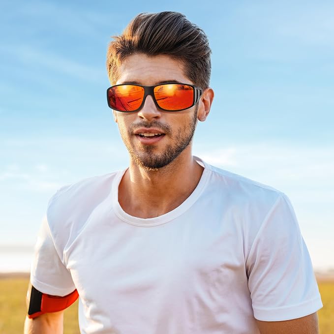 URUMQI Polarized Sunglasses Fit Over Glasses for Men Women, Wraparound Sun Glasses UV400 Protection for Driving Fishing