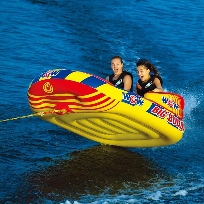 Wow Sports Big Buddy Inflatable Towable Deck Tube - 2 Person - 340 lb Capacity - for Boating - Kids & Adults