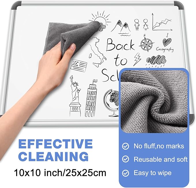 24 Pack White Board Cleaner Spray, 8.5oz Dry Erase Board Cleaner for Whiteboard, Removes Permanent Marker Stains, Non-toxic Cleaning Solution with 6 Cloths for School Office