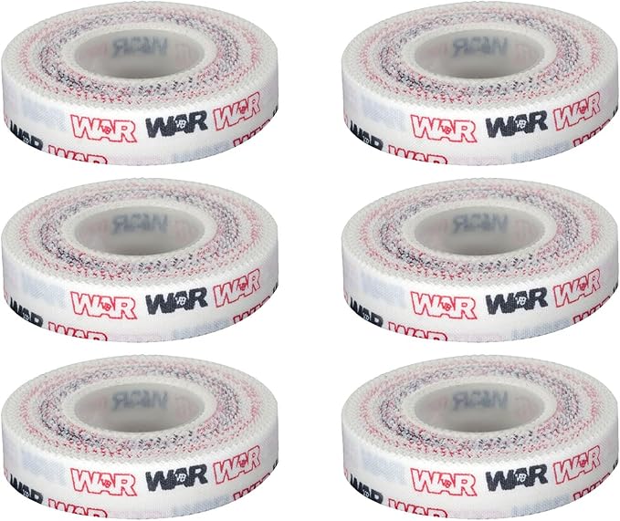 WAR Tape EZ Rip Premium Athletic Medical Sports Tape | No Sticky Residue | 30 ft Rolls | Best for Athletes & Trainers | Ideal for Fingers, Ankles, Wrists, and Equipment | 0.5 Inch (Pack of 6)