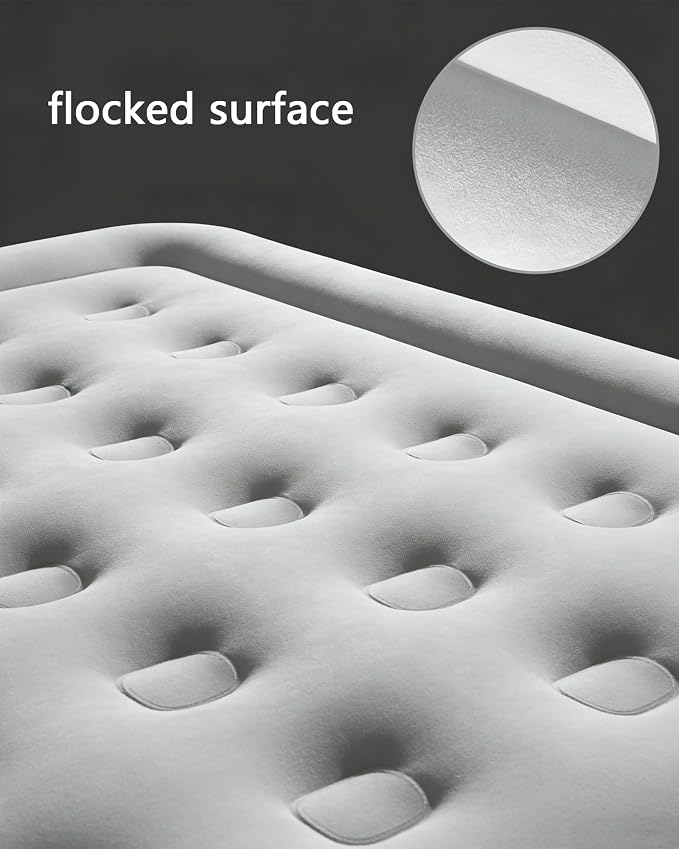 air Mattress Full with Built in Pump – 18-Inch Thickened air Bed Suitable for Camping, Home use, and Guest Accommodation, Supports Up to 600 Pounds (Dark Gray, Full)