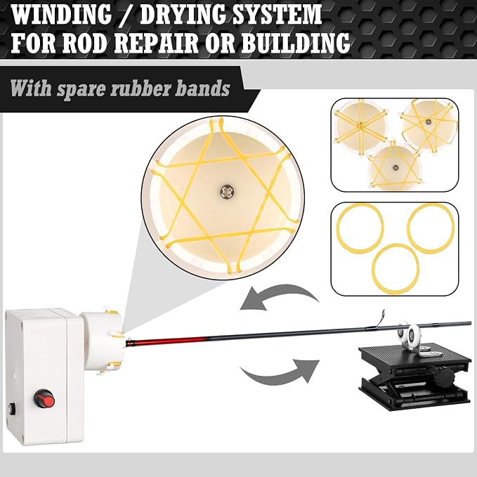 24pcs Fishing Rod Repair Kit Includes 10 Rod Wrapping Thread and 2 Wrapping and Winding Machine Set 2 Adhesive 2 Thread 1 Tape 5 Brush 1 Scissor 1 Sand Paper Fishing Building Winding Tool