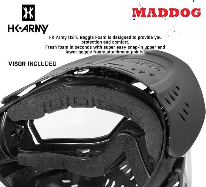 Maddog HK Army HSTL Paintball Airsoft Mask Goggle System | Replaceable Thermal Dual-Pane Anti Fog Lens | Adjustable Full-Face Safety Certified Protection
