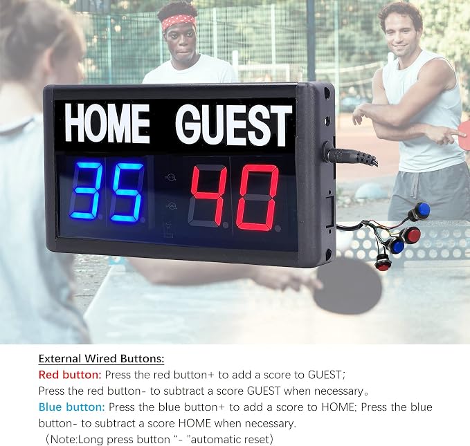 Score Keeper Portable Led Digital Electronic Scoreboard with Remote for Sports Games Volleyball Table Tennis Baseball Basketball Scoreboards Home Guest (1.8inch)