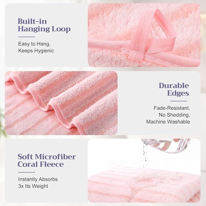 Mindsoft 4 Pcs Microfiber Stripe Bath Towels 27'' x 55'' Soft Highly Absorbent Shower Towels with Hang Loop Large Colorful Light Weight Bathroom Towel Sheet for Beach Travel Spa Gym Camp(Pastel)