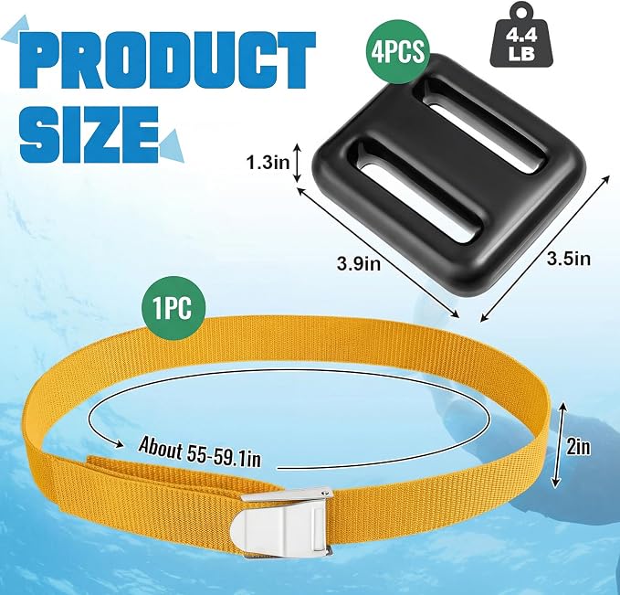 Tellegloww 4 Pcs Dive Weights Belt for Scuba Diving Coated Dive Weights Nylon Dive Belt with Metal Quick Release Buckle for Free Diving Spear Fishing
