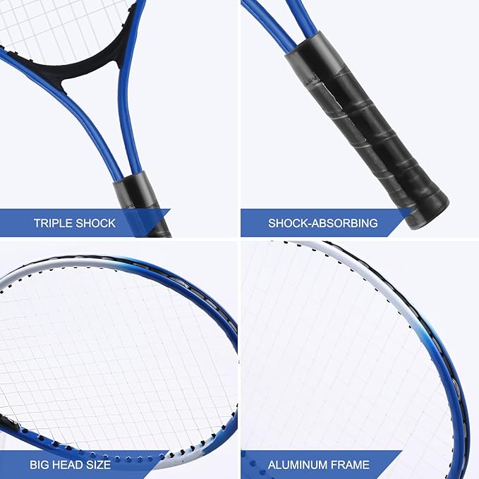 Kids Tennis Rackets Training Set - 7-in-1 Youth Tennis Racket Set, 2 pcs 19″ Rackets,1Tennis Trainer & 2Rebound Balls&1tennis Ball,Tennis Racquet Set for Beginners & Family Activities