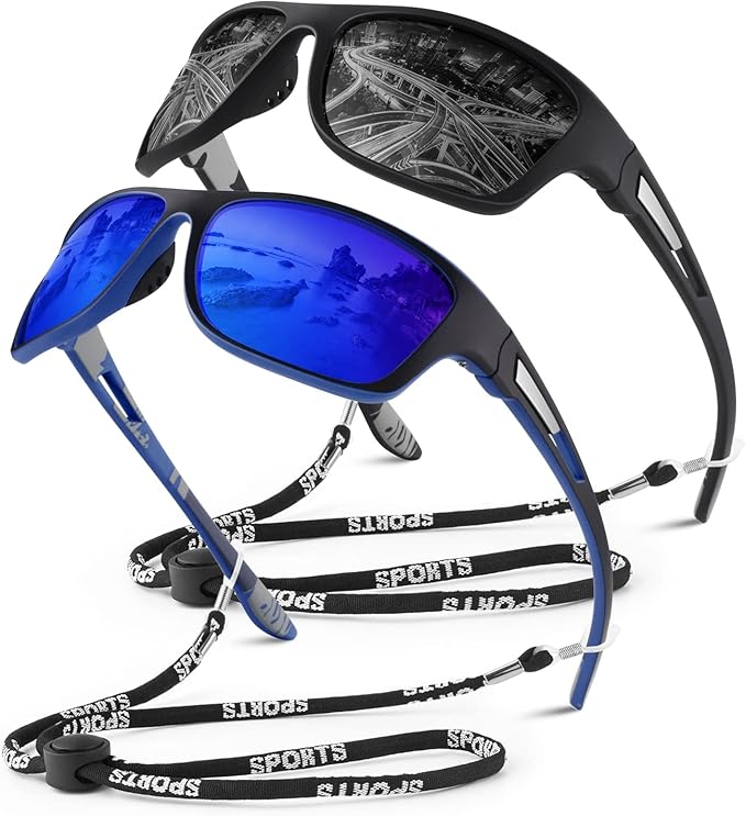 WEAROYO Polarized Sports Sunglasses for Men Women,Fishing Driving Rectangular Goggles UV400 Protection