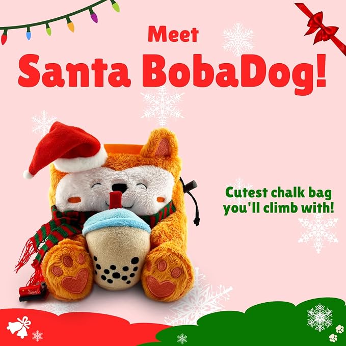 Rock Climbing Chalk Bag + Refillable Ball – Boba Dog Plush Animal Bag