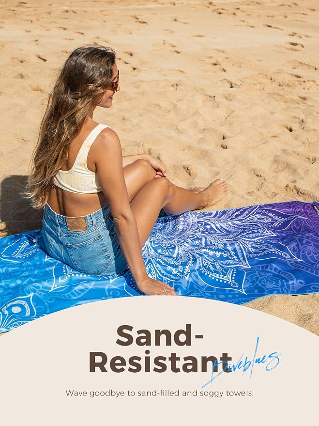 Diveblues 2Packs Microfiber Beach Towel, Sand Free Travel Towels, Oversize Large 71" x 32" Lightweight Towel, Quick Dry, SuperAbsorbent, for Camping, Pool, Gym, Yoga, Women Men Kids Beach Essentials
