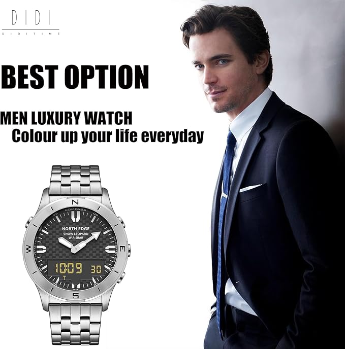 DIDITIME Tactical Watches for Men, Military Watches for Men, Waterproof 164FT, Fitness Watch, Mens Digital Watches with Compass, Metronome, Pedometer, Lightweight Breathable Nylon Watch